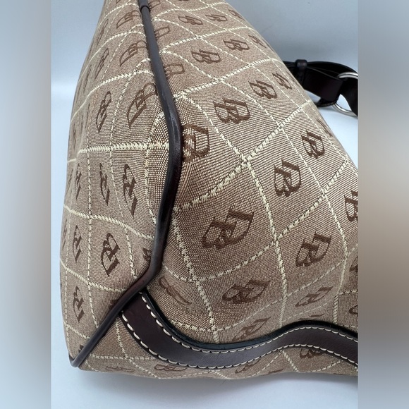 Brown Dooney & Bourke Canvas Monogram with Leather Trim Hobo - Picture 11 of 15
